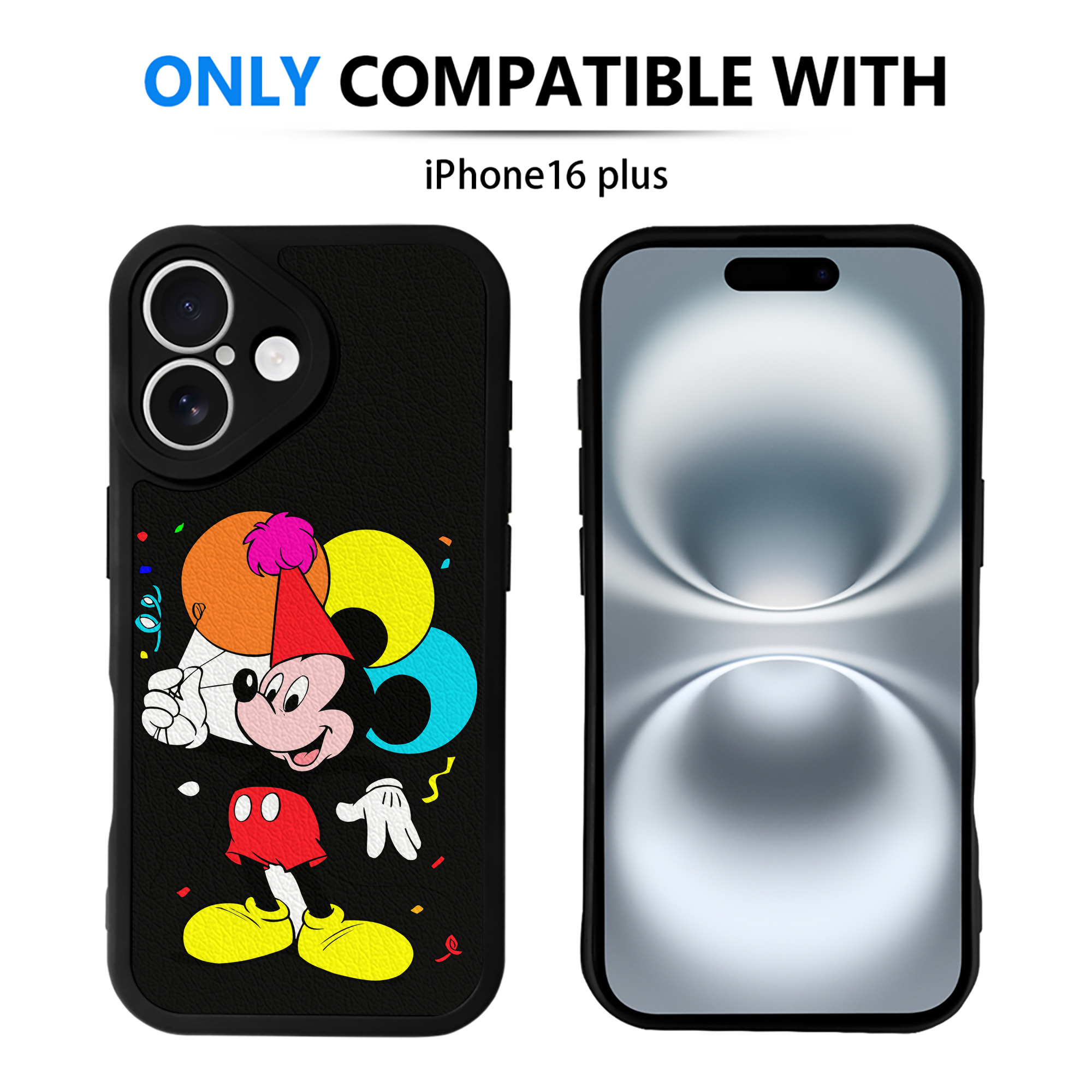 （画像用） ミッキーマウス Mickey Mouse 【iPhone 16シリーズ対応】シリコンスマホケース（レザー調） 材質：シリコン